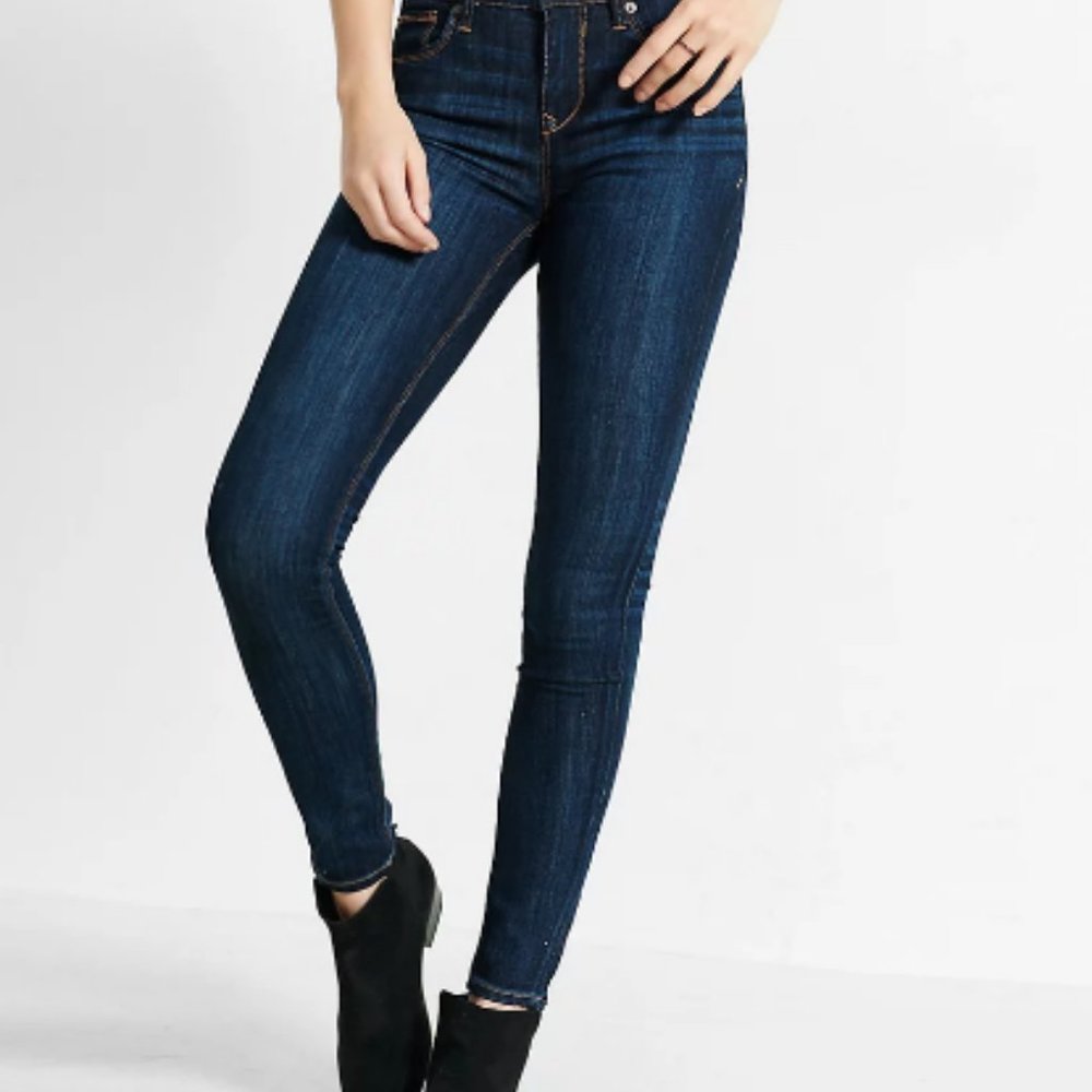 EXPRESS | MID-RISE DARK WASH JEAN LEGGINGS